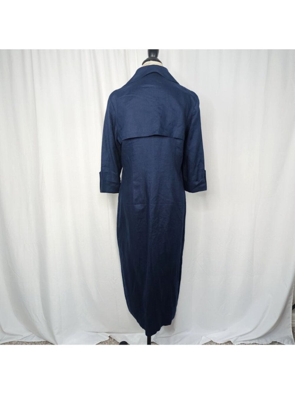 Vintage 90s Talbots Double Breasted Dress 8 Medium Blue Linen - Picture 6 of 10